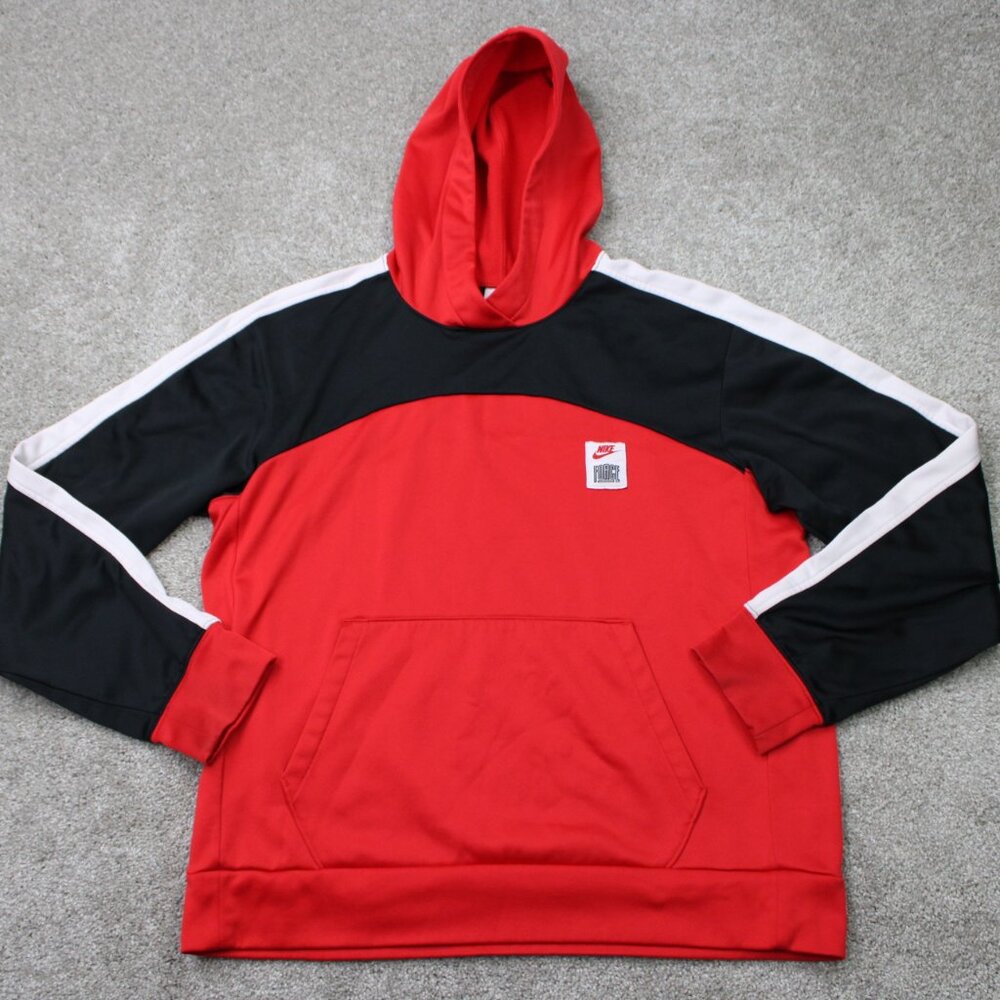 Nike Force Hoodie‎ Mens Medium Red Black Therma Fit Starting 5 Hooded Sweatshirt